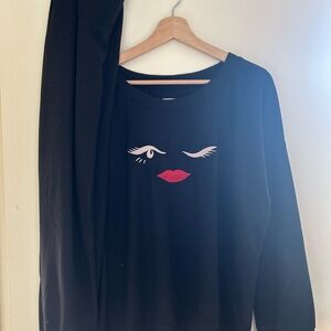 Kate Spade Black Crewneck Top with Pants